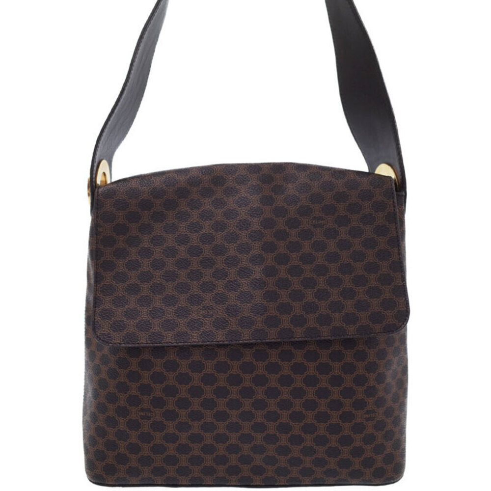 Celine Macadam Leather shoulder bag canvas Brown